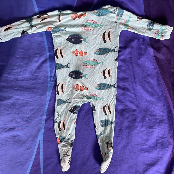 Kickee Pants Baby Footie Pajamas, 3-6 Months, Bamboo, Tropical Fish - Picture 5 of 8